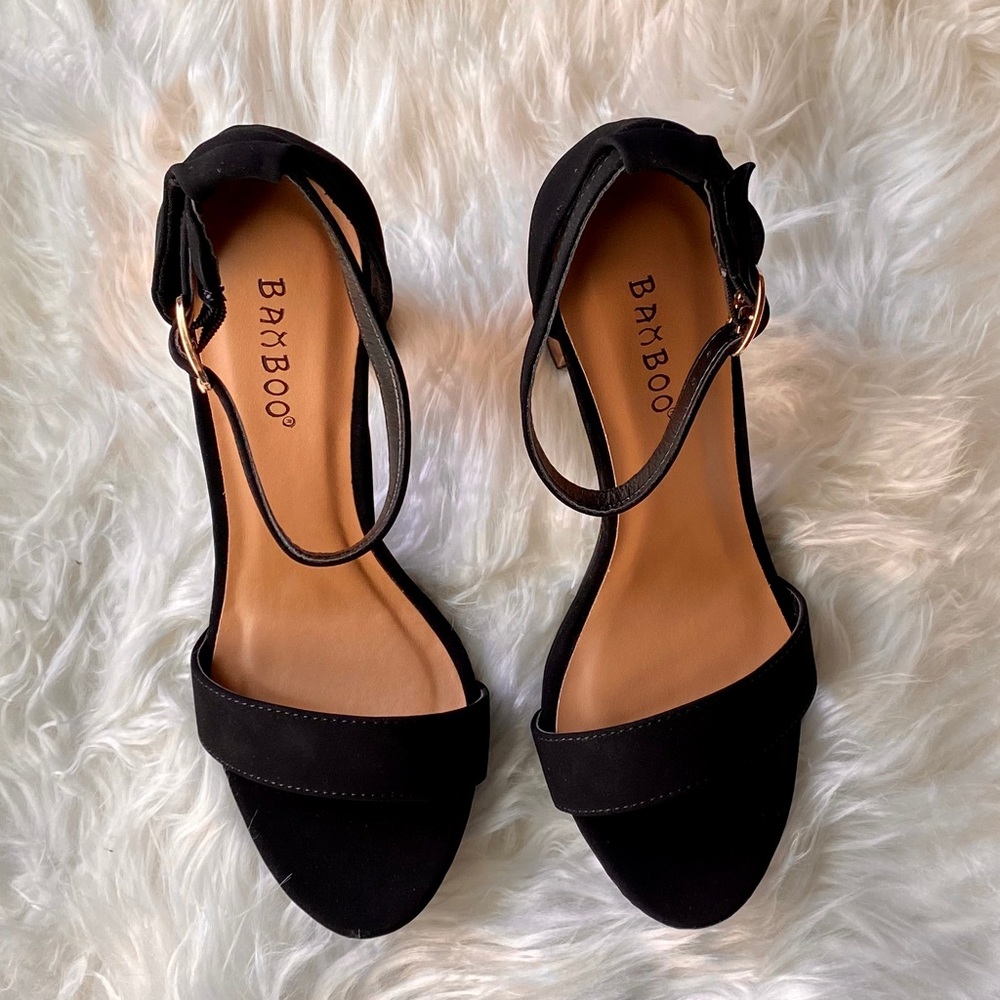 ‼️SOLD‼️ NIB Bamboo Ankle strap metal heel - Picture 2 of 5